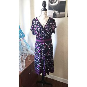 Y2K Apt. 9 Geometric Print Midi Dress - Size M - Purple/Pink/Black